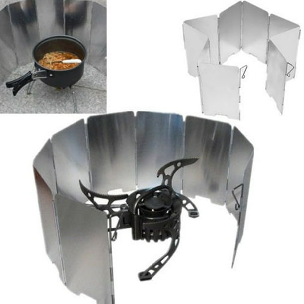 9 Plates Foldable Outdoor Camping Cooker Cooking Gas Shield Stove Wind New Z9S7